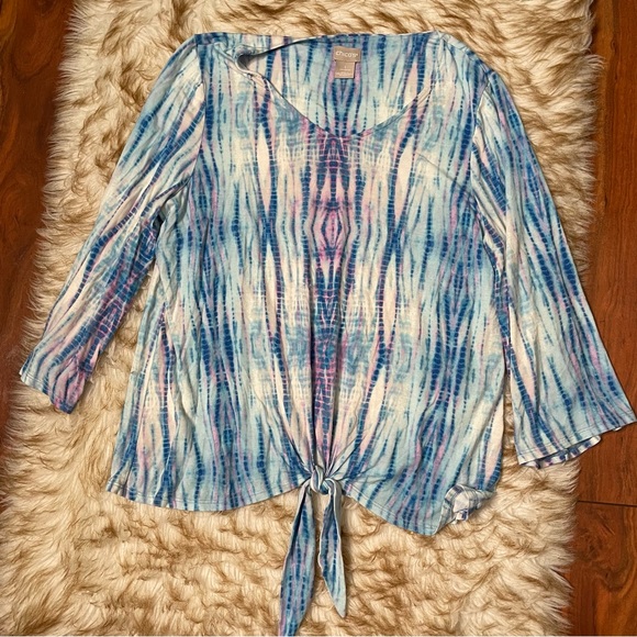 Chico’s Tie Front Tie-Dye tee - Picture 6 of 10